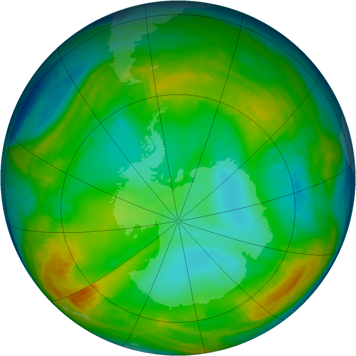 Antarctic ozone map for 12 July 1980